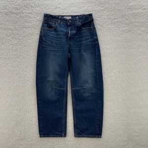Madewell Jeans Womens 26 Blue Darted Barrel Leg Dark Wash Whisker Denim Y2K